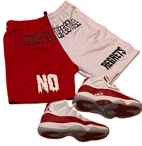 Two-Tone Empowerment Shorts – Red & White